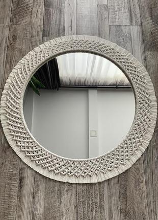 Большое зеркало с декором макраме 60/80см