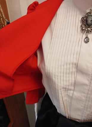 Вінтажний жакет червоний рукав баф  красный винтажный пиджак  укороченый баф фониарик м с 44 465 фото