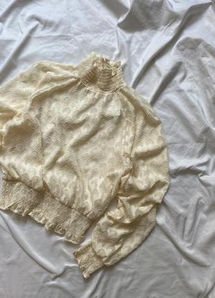 Прозора молочна блуза у вінтажному стилі, л/хл1 фото