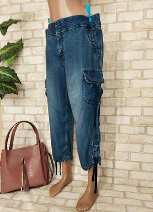 Фірмові gap літні джинсові бриджі зі 100% ліоцелу в синьому кольорі з кишенями, розмір хл4 фото