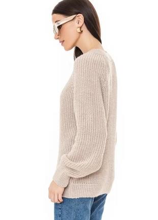 Свободный свитер объемной вязки. цвет: светлая пудра1 фото