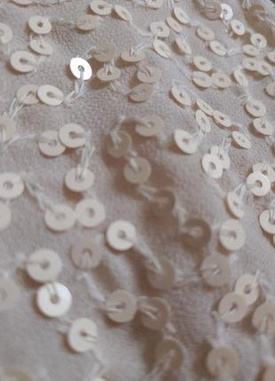 Новая фирменная бежевая шифоновая нарядная блуза, сверхрядная оригинальная майка,топ с пайетками stradivarius4 фото