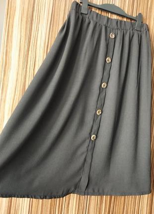 Стильная модная фирменная лёгкая юбка трапеция zeeman на пуговицах длинна ниже колена4 фото