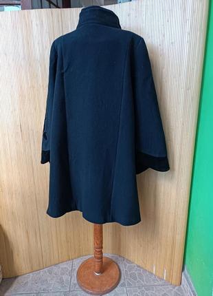Кашемірове чорне жіночне пальто оверсайз з вишивкою ricco4 фото