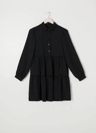 Платье женское новое черное рубашка клешное  миди4 фото