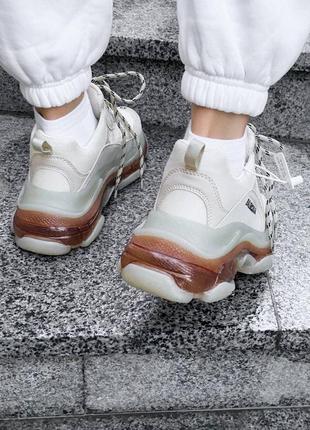 Кроссовки в стиле balenciaga triple s transparent crystal5 фото