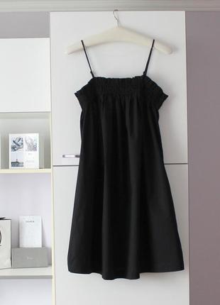 Черное хлопковое мини платье от h&amp;m
