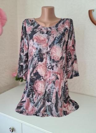 Туника тонкая воздушная, вискоза, принт1 фото