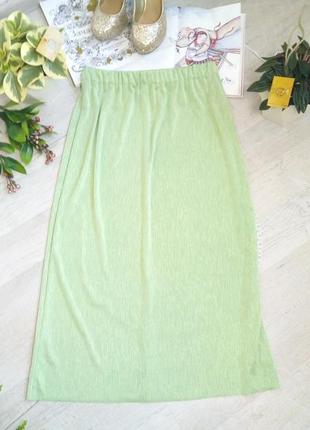 Красивая зеленая салатово-серебристая юбка длинная миди праздничная на праздникфотосессию1 фото