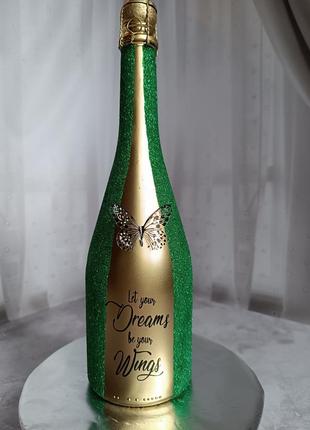 Декор шампанского индивидуальный дизайн алкогольных напитков свадебное шампанское3 фото