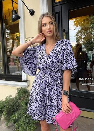 Комбинезон штапель v образный вырез декольте рукава крылышки клёш талия на резинке с поясом широкие шорты юбка  голубой черный ментол лаванда