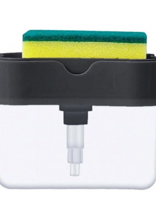 Диспенсер для миючого засобу із підставкою для губки soap pump & sponge caddy чорний2 фото