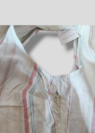 Льняная блузка в полоску без рукавов блуза лен вискоза6 фото