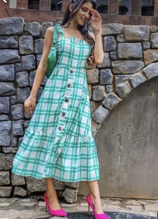 Стильный сарафан платье zara# в клетку # zara# натуральная ткань# лен3 фото