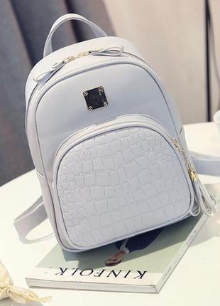 Жіночий шкіряний новий стильний сірий популярний рюкзак портфель сумка