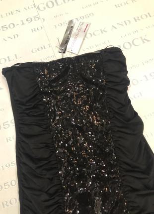 Єффектное  мини платье черное в паетки3 фото