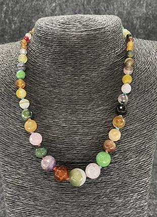 Ожерелья агат "ассорты цветов" на увеличение d-6-14мм+- l-46см