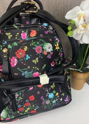 Стильний літній рюкзак портфель з квітами, з квітковим принтом (1137)7 фото