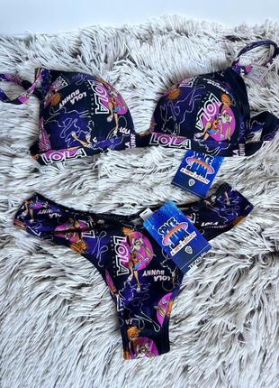 Комплект tezenis space jam lola bunny тезеніс белье верх низ трусики бюстгальтер новый комплект белья lola barbie bugs bunny банни