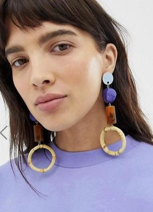 Серьги asos с бамбуковыми и каучуковыми подвесками различной формы1 фото