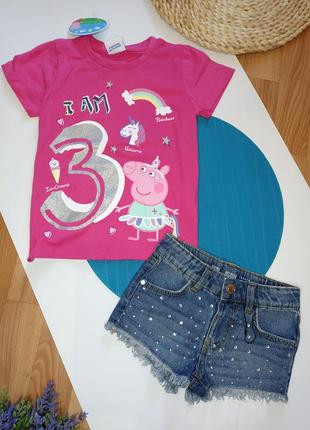 Костюм: джинсовые шорты и футболка, р.98-104