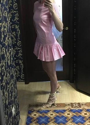 Коротка літня міні сукня в рожеву полоску/смужку