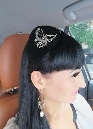 Обідок оксамитовий з вишивкою