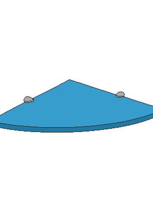 Скляна кутова полиця busel синього кольору, радіусна 250 х 250 х 6 мм