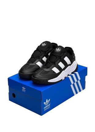 Мужские кроссовки adidas originals niteball leather black white6 фото