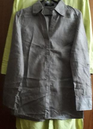 Шикарная льняная блуза с легким серебряным перламутром графит taifun gerry weber5 фото