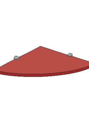 Скляна кутова полиця busel червоного кольору, радіусна 350 х 350 х 6 мм