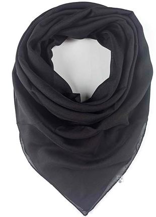 Батистова тонка бавовняна хустка платок на голову шию однотонна чорна нова2 фото