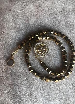 Очень красивое короткое ожерелье «темное золото» с магнитной застежкой-подвеской4 фото