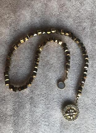 Очень красивое короткое ожерелье «темное золото» с магнитной застежкой-подвеской9 фото