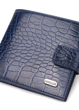Бумажник для мужчин горизонтального формата из натуральной кожи с тиснением под крокодила canpellini 21769