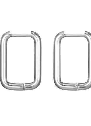 Сережки прямокутні сріблясті 20 мм