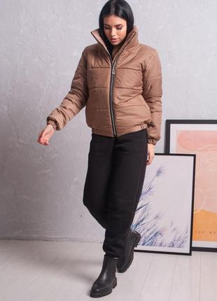 Куртка женская демисезонная мокко, короткая стеганая куртка пуфер весна осень4 фото