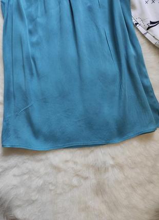 Голубой топ блуза майка натуральная шелковая шелк стрейч ann taylor синяя без рукавов4 фото