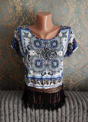 Женская блуза кроп топ с бахромой р.42/44 блузка футболка6 фото