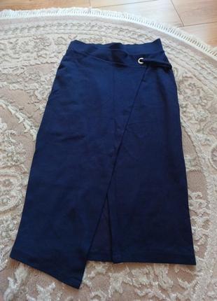 Синяя юбка юбка карандаш1 фото