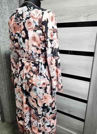Невероятно нежное итальянское шифоновое платье в цветочный принт7 фото