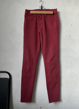 Красные джинсы скинни clockhouse ( интересные, необычные, выстиранный деним, h&amp;m, zara )