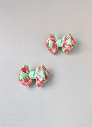 Маленькие бантики для волос, ручной работы.