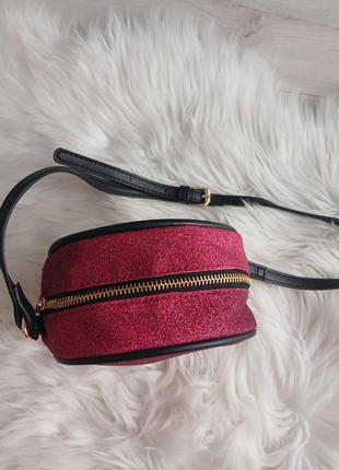 Круглый клатч 15×15 мини-сумочка бордового цвета, сумочка с блестками5 фото