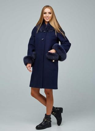 Шикарное женское зимнее пальто с натуральным мехом