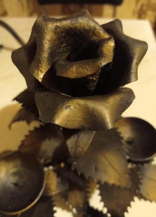Вечный кованый подсвечник роза на 3 свечи