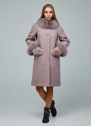 Стильное женское зимнее пальто натуральный мех2 фото