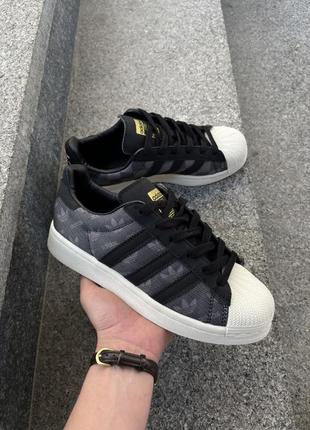 Літні текстильні кросівки унісекс. adidas superstar x atmos denim pack grey