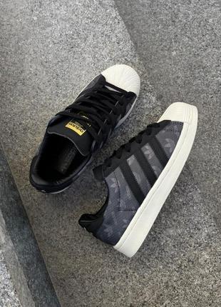 Летние текстильные кроссовки унисекс. adidas superstar x atmos denim pack grey2 фото