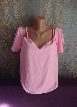 Женская розовая блуза в бельевом стиле р.44/46 блузка блузочка4 фото